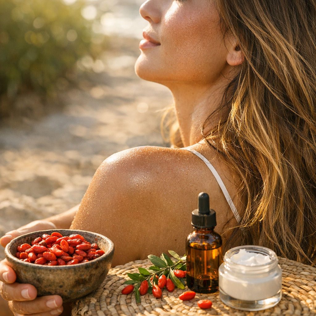 Peau, soleil et cheveux&nbsp;: où placer le goji dans une routine glow réaliste