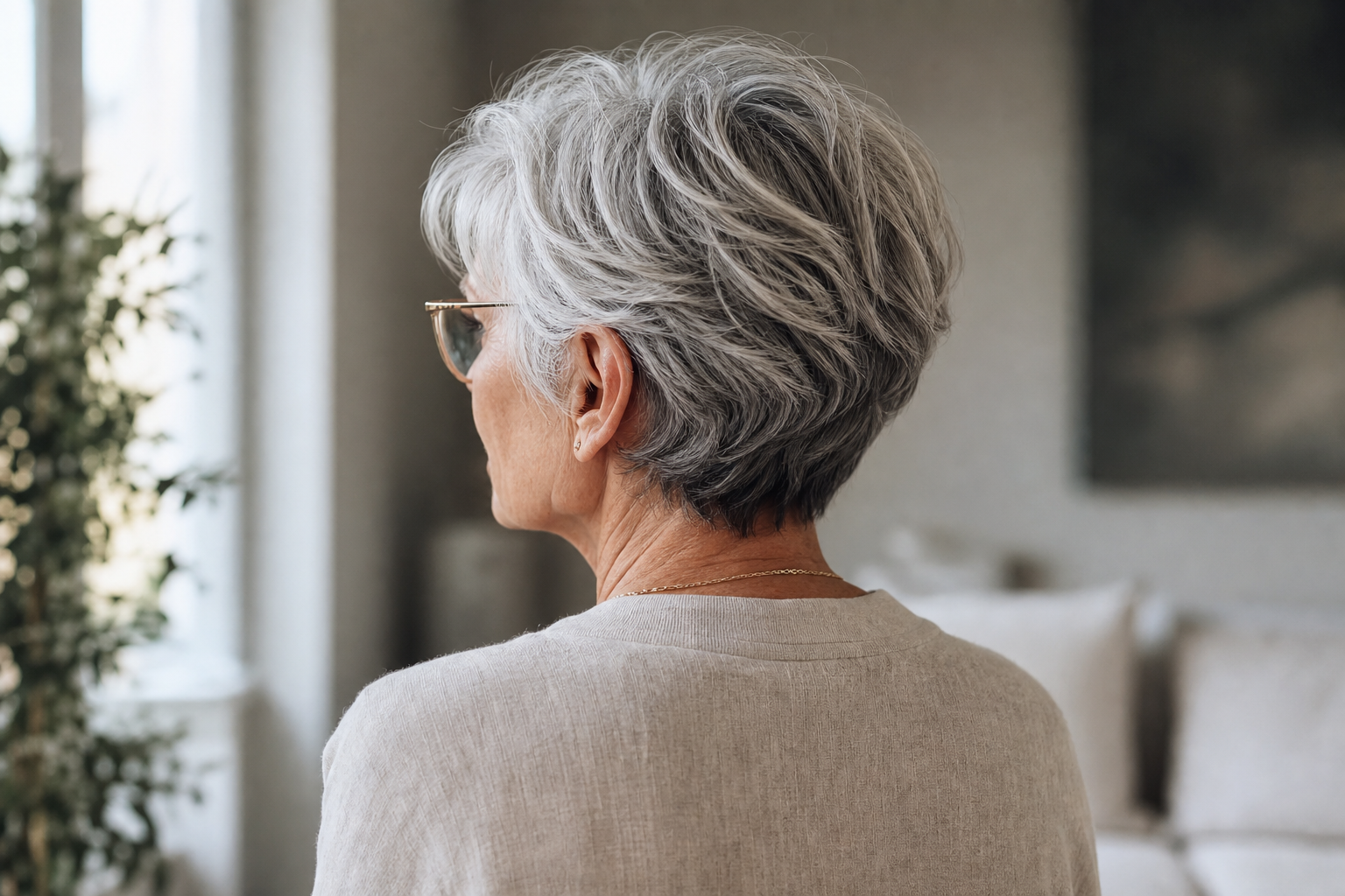 Quelle coupe courte pour une femme de 70 ans avec lunettes ?