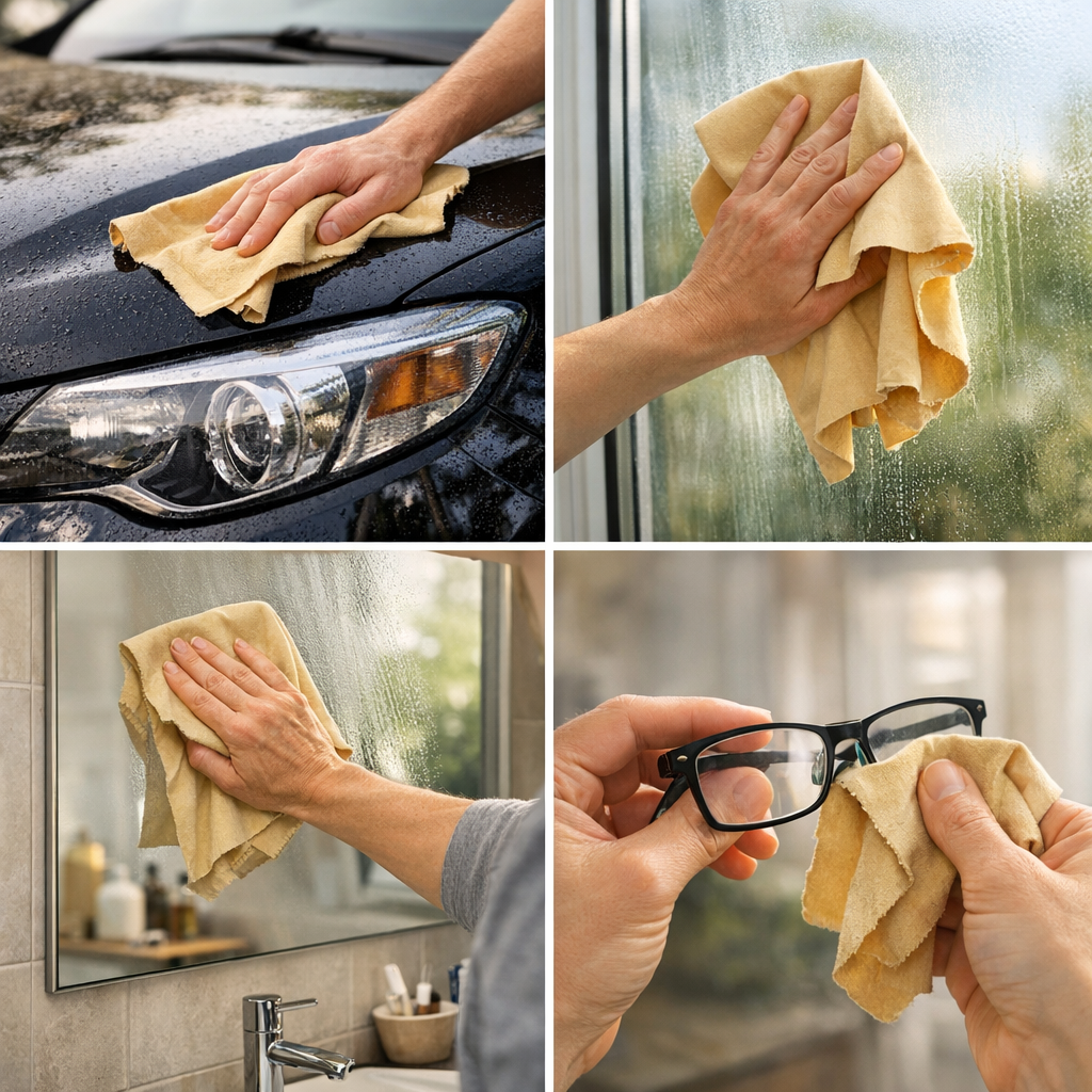 Où utiliser une peau de chamois : voiture, vitres, miroirs et lunettes