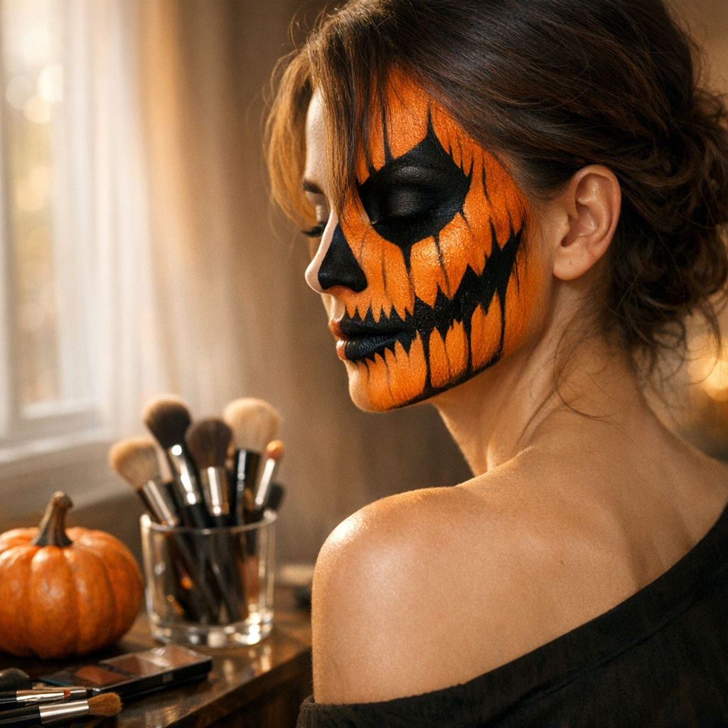Le Maquillage citrouille femme reste chic à Halloween