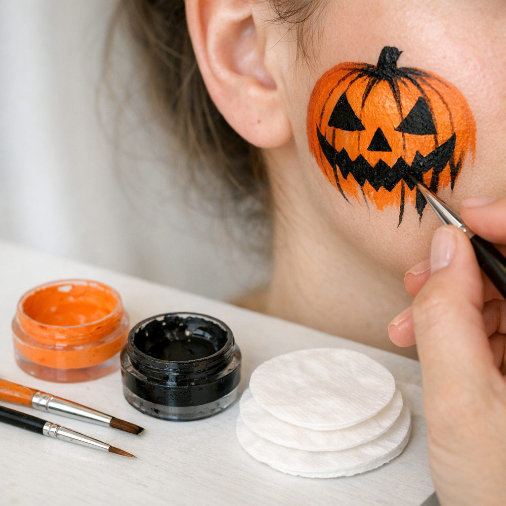 Comment réussir un Maquillage Citrouille sur la joue