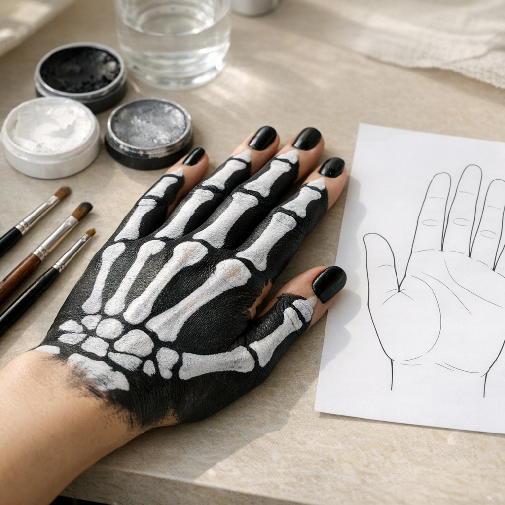 Comment réussir un Maquillage main Squelette en 7 gestes