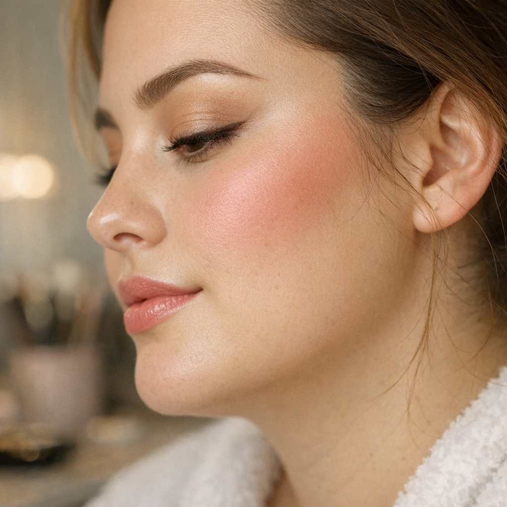 Blush, yeux, lèvres et sourcils&nbsp;: créer une diagonale douce