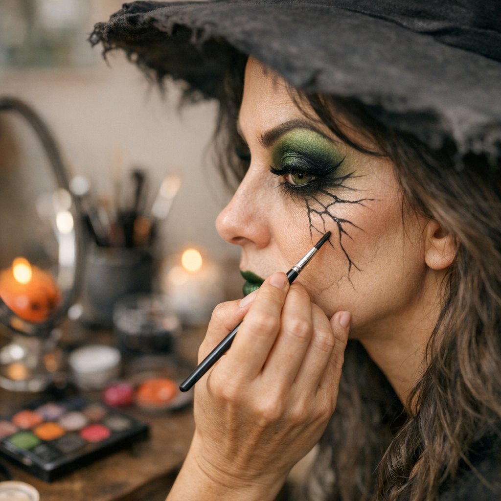 Tuto maquillage Halloween : je dessine les détails de la sorcière