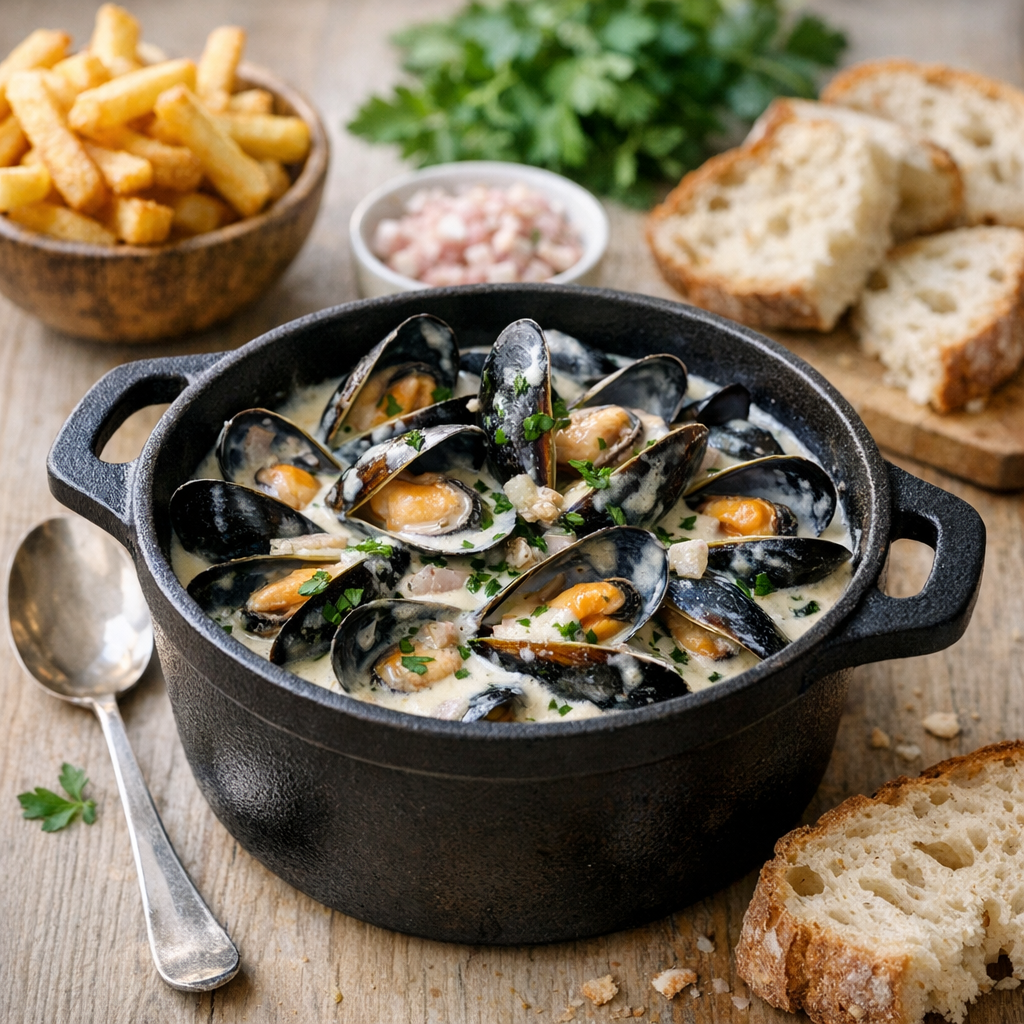 Les Moules à la crème fraîche se réussissent en 20 minutes