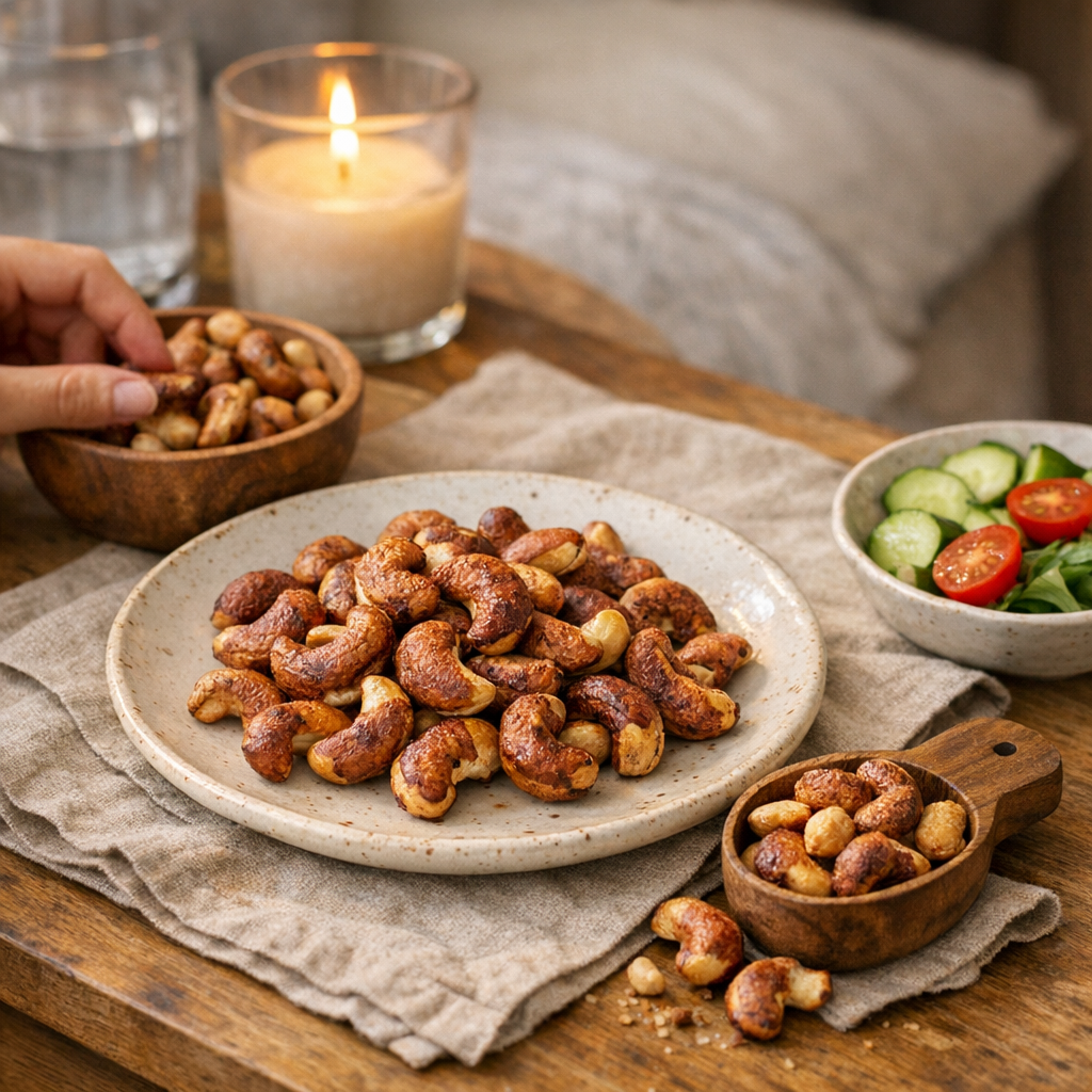 Comment bien les consommer : portions, soir et noix de cajou grillées avec la peau