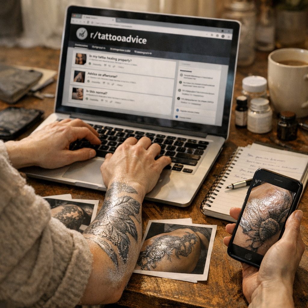 Ce que disent les utilisateurs : retours r/tattooadvice, forums et limites du diagnostic en ligne