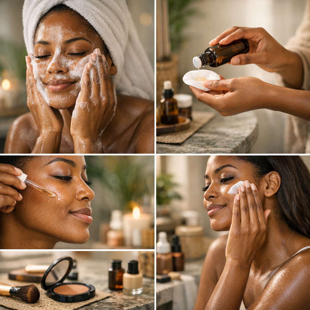 Routine beauté en 5 étapes pour peaux mates, métissées et noires