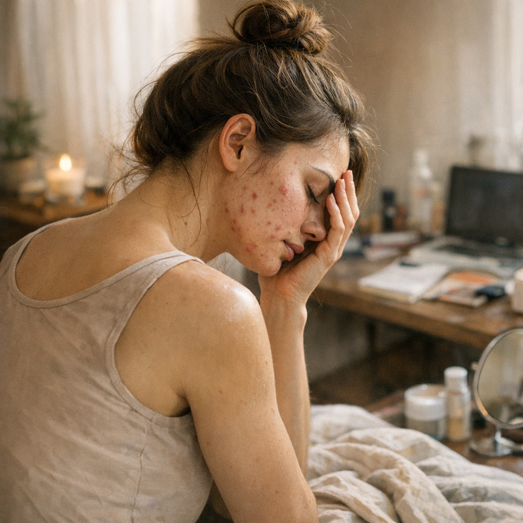 L’acné liée au stress ne se résume pas à “plus de sébum” : ce que dit la psychodermatologie