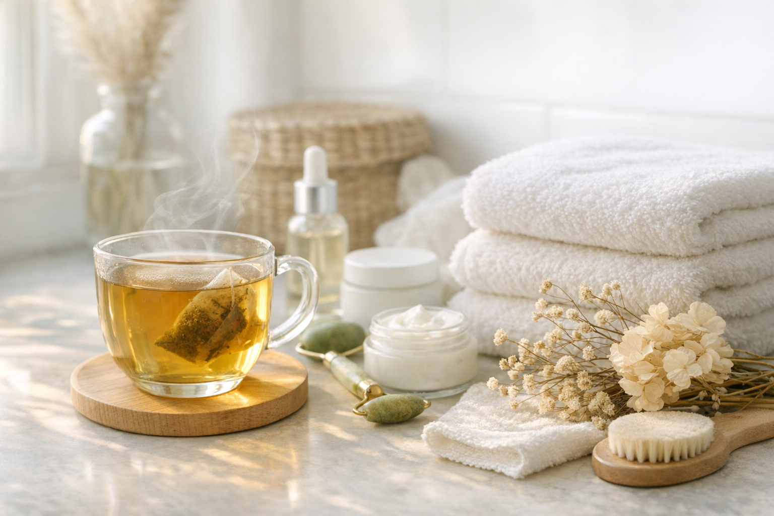 Thés et infusions dans une routine beauté éclat